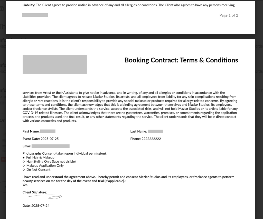 Generated signed pdf copy screenshot